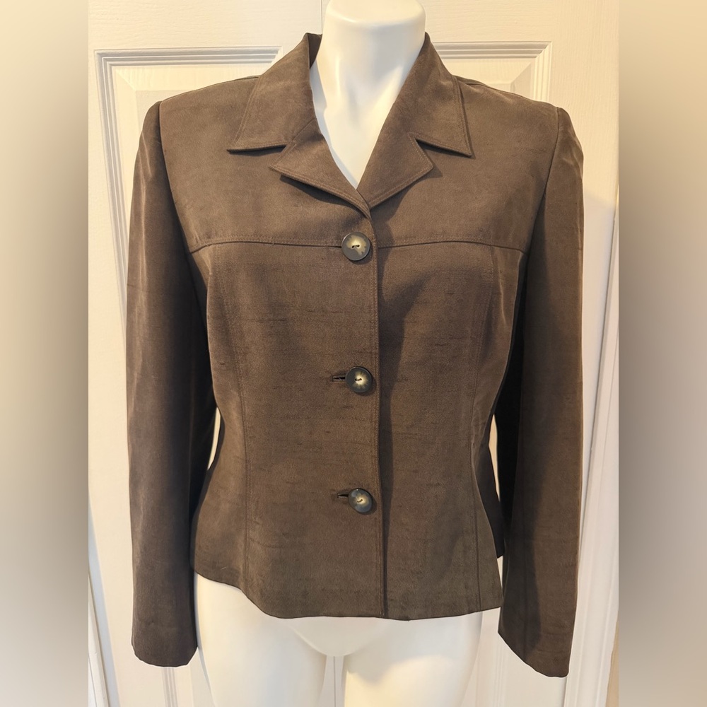 Dana Buchman Vintage Brown Women's Silk Blazer, Size 10